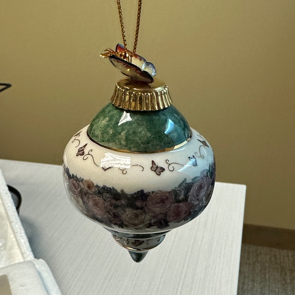 The Bradford Exchange Floral Holiday Ornaments - Green, Pink, Gold